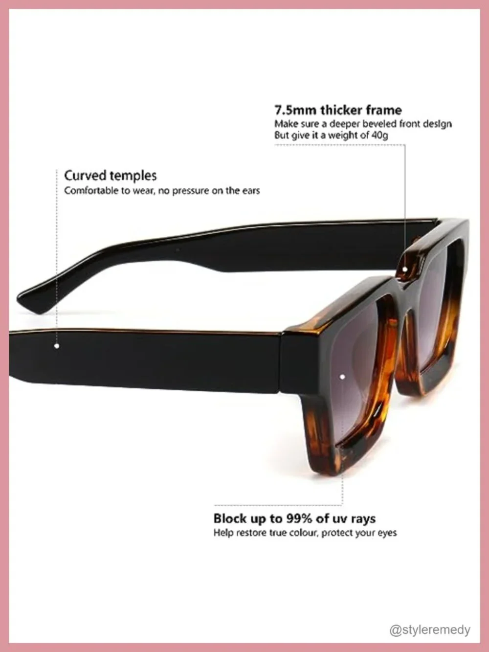 Thick Square Sunglasses UV400 Protection Unisex Sun Glasses